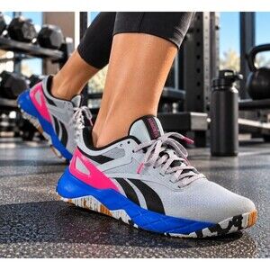Reebok NanoFlex Women's Size 8 training shoes gray blue pink sneakers